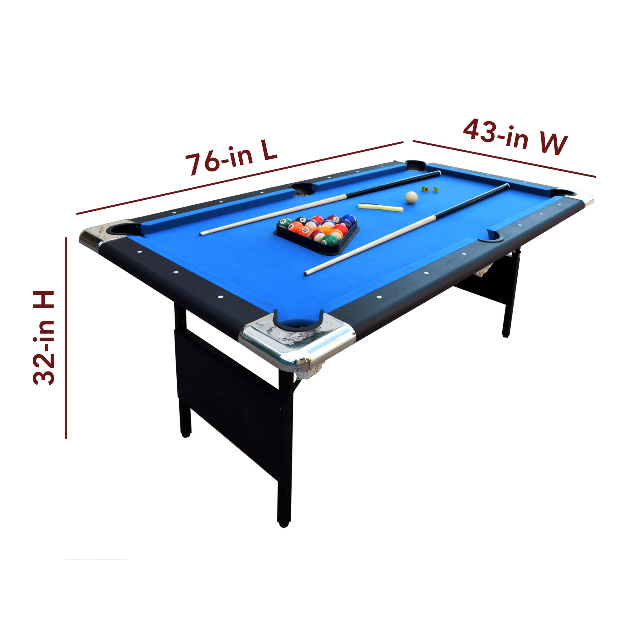 Hathaway Fairmont Portable, Folding 6 ft. Pool Table, Blue Felt, 43.25 in. W