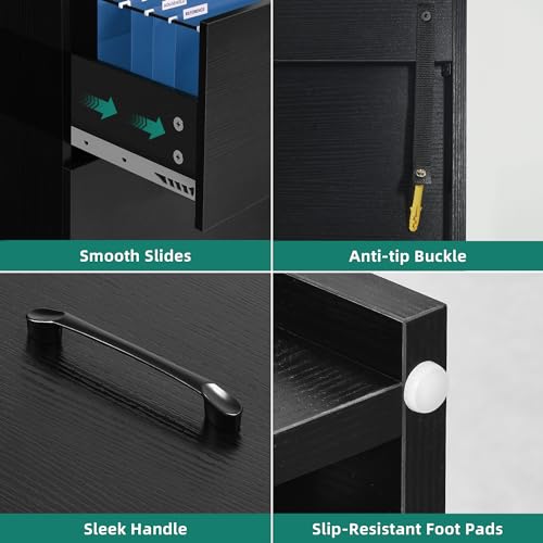 YITAHOME Wood File Cabinets, Heavy Duty Garage Tool Cabinets with Doors & Adjustable Shelves, Big Storage Filing Lockers for Home Office, Living Room