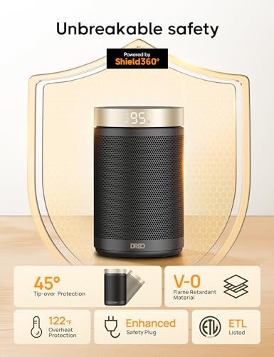 Dreo Space Heater, Portable Electric Heaters for Indoor Use with Thermostat and Remote, 2024 Upgraded, Digital Display, 12H Timer, 5 Mode