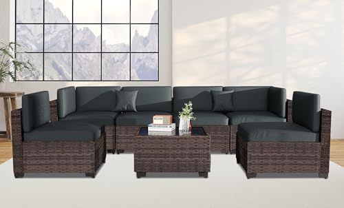 KIGOTY Patio Furniture Set 7 Pieces Conversation Sets, Outdoor Sectional Sofa