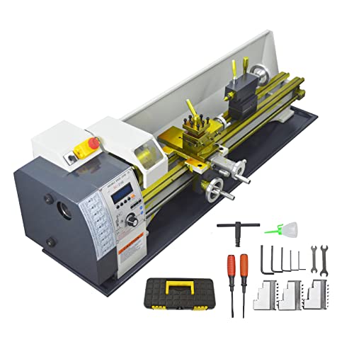 INTBUYING 8"x32" Benchtop Metal Lathe Machine 1100W Brushless Gearless Motor 50-2500RPM