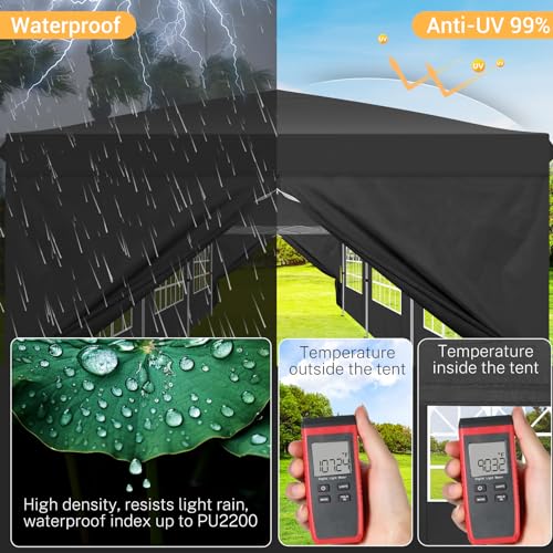 COBIZI 10x10 Pop up Canopy Tent Protable Canopy Tent with 4 Sidewalls Waterproof Commercial Instant Shelter for Parties, Wedding