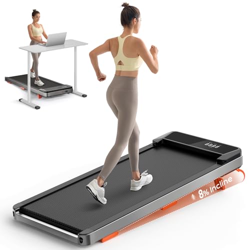 Walking Pad,Treadmill with Incline for Home Office, 2.5HP Portable Under Desk Treadmill with 265 Lbs Capacity,Remote Control, Led Display