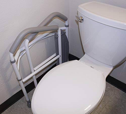 RMS Toilet Safety Frame u0026 Rail - Folding u0026 Portable Bathroom Safety Handrail Grab Bar - Adjustable Height (White)