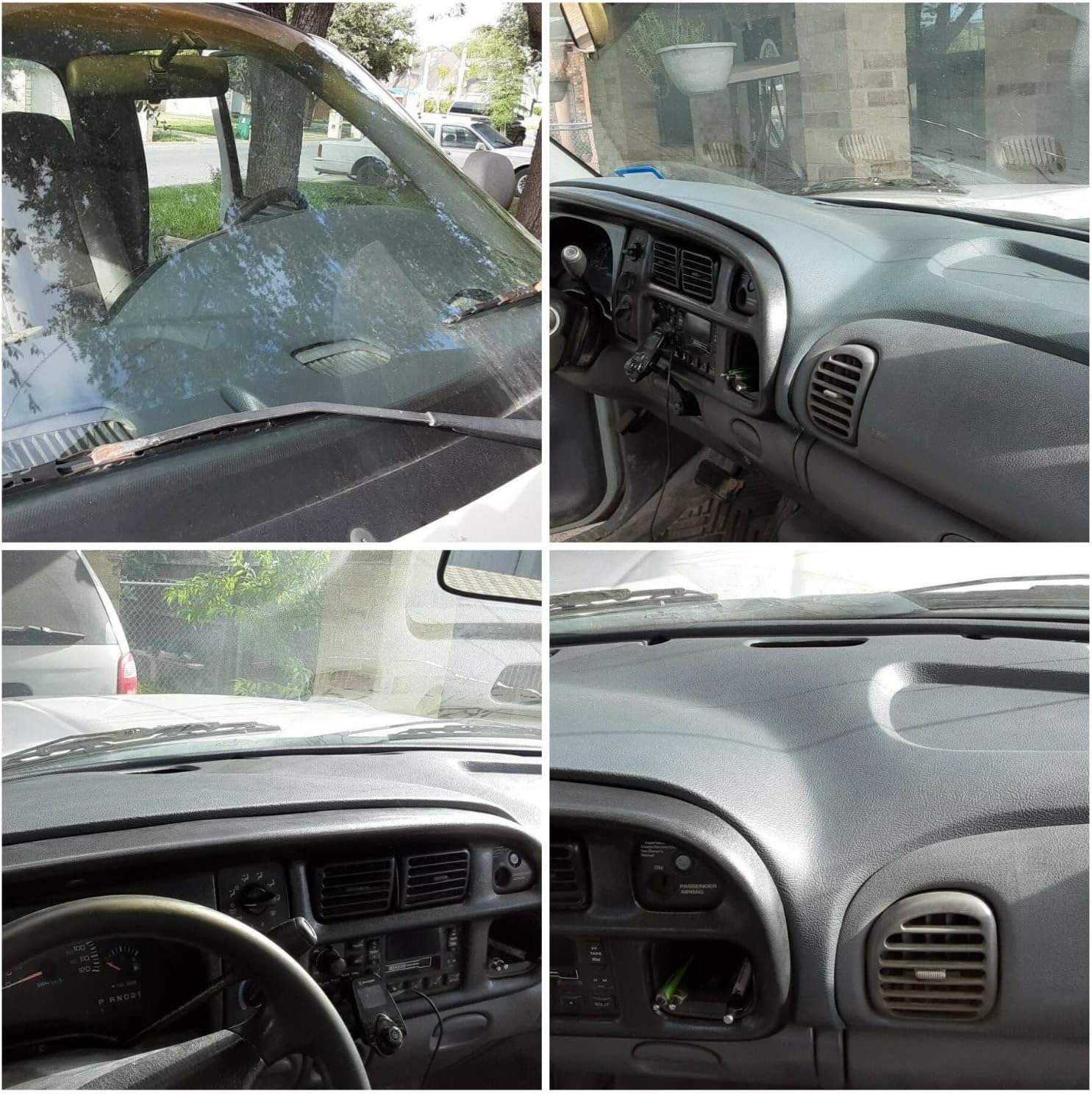 ECOTRIC Front Dash Pad Cover Overlay Dashboard Cap Compatible with 1998-2001 Dodge Ram Trucks Gray Molded Dash Bezel Protector