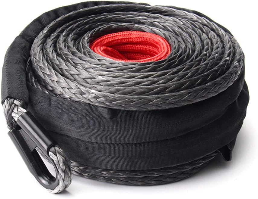 BUNKER INDUST Synthetic Winch Rope 3/8 x 85', 25000 Ibs Winch Cable Line with Protective Sleeve for 4WD Off Road Jeep ATV UTV SUV Truck Boat