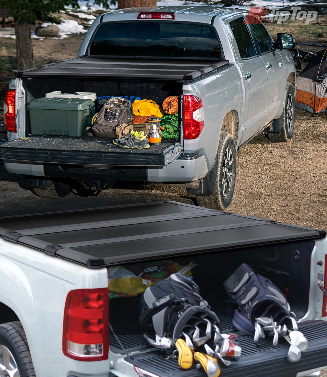TIPTOP Tri-Fold Hard Tonneau Cover Truck Bed FRP On Top For 2005-2023 Nissan Frontier 6ft Bed (73.3") | TPM3 |For Models with or Without the