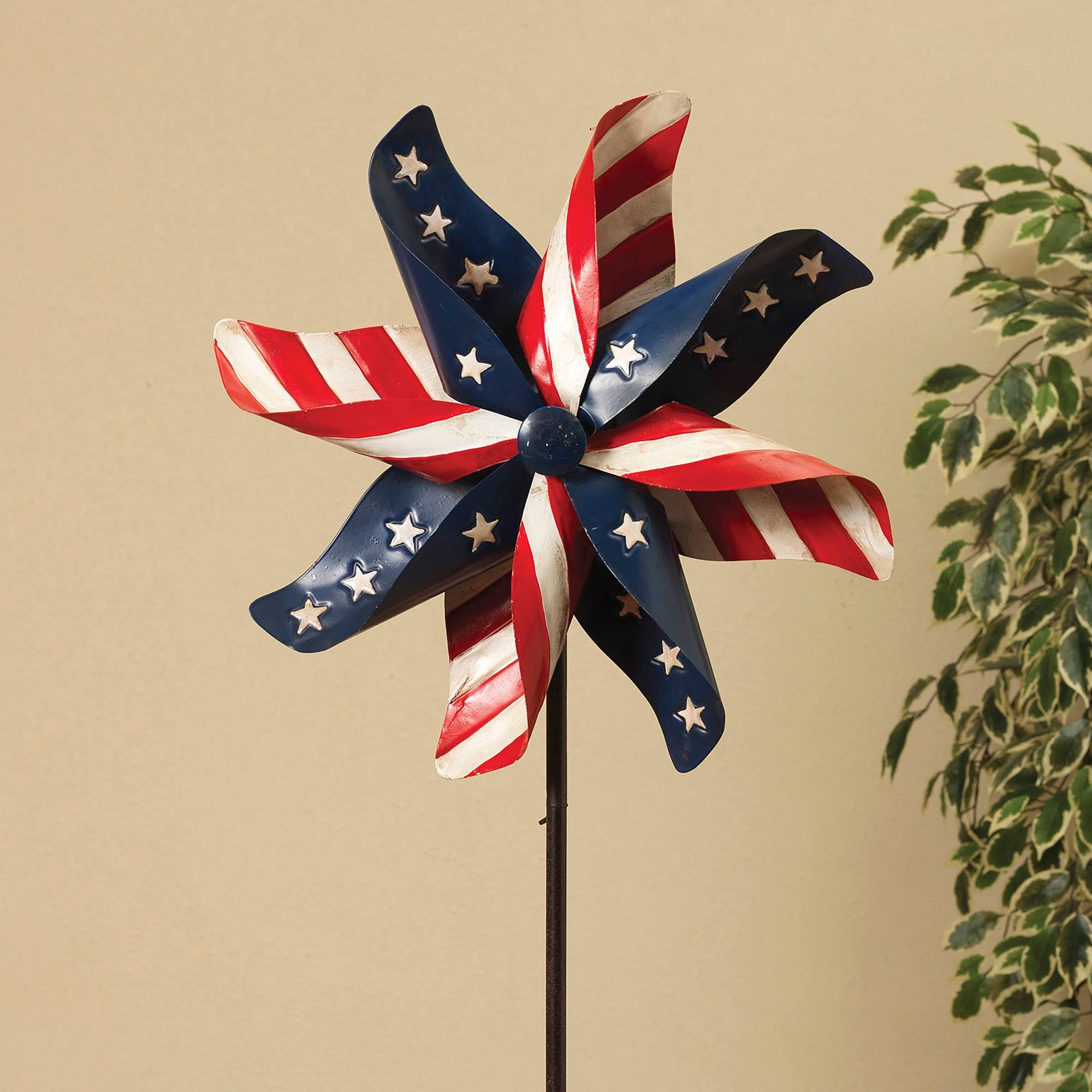 Gerson 63x22 Metal Americana Pinwheel Wind Spinner