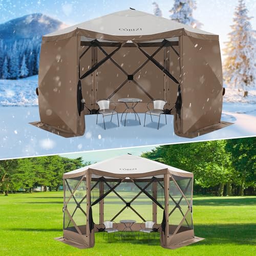 COBIZI 12x12ft Pop up Gazebo Screen Tent Screen House for Camping, Camping Outdoor Screened Gazebo, Canopy Tent