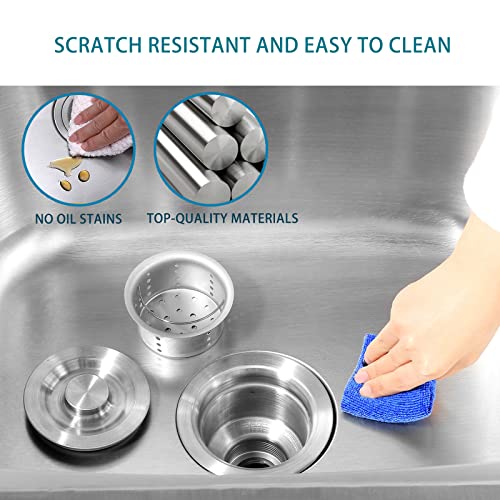 26 Inch Utility Sink, 304 Stainless Steel Sink Free Standing Sink with Cold and Hot Water Pull-out Faucet, Heavy Duty Laundry Sinks for Workshop