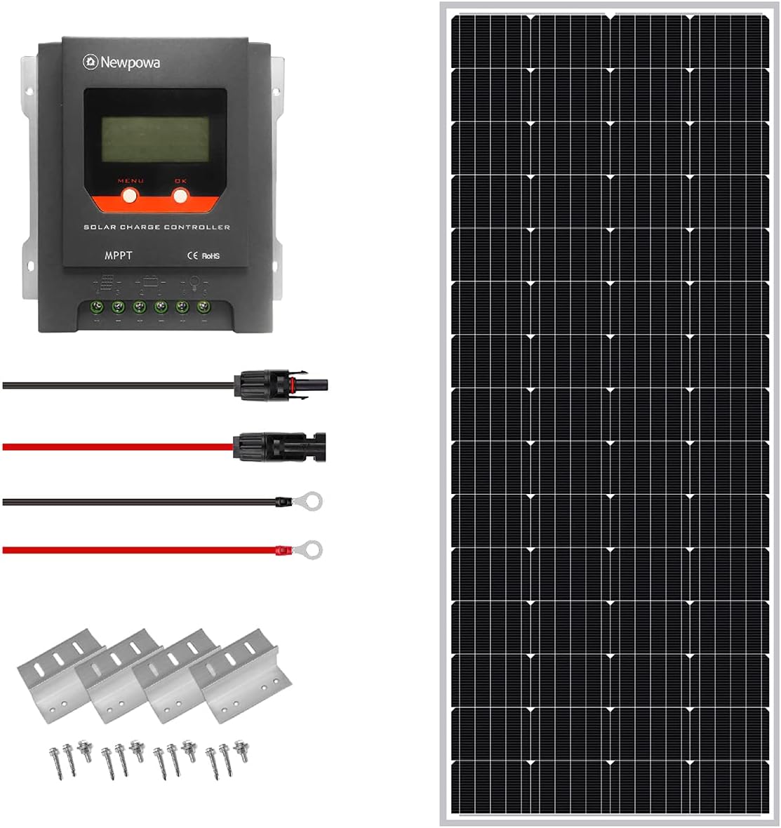 Newpowa 200W Monocrystalline 200 Watts 12V Solar Panel High Efficiency Mono PV Module Power for RV Marine Boat Cabin or Other Off Grid System