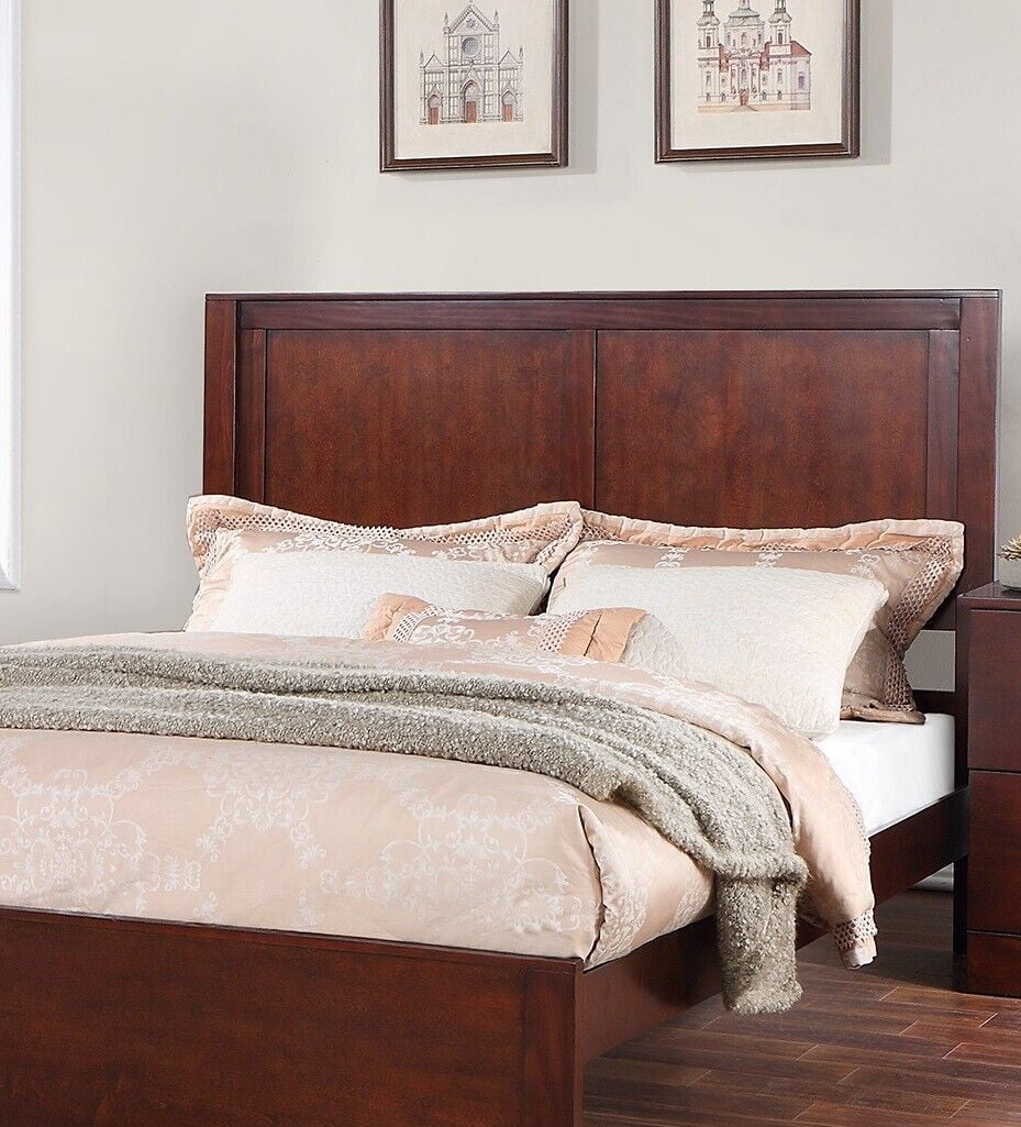 Brown Finish Chic Design 3pc Eastern King Size Bed Set Bedroom Furniture 2x Nightstands Wooden Headboard Footboard