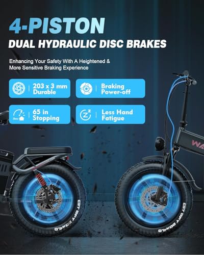 Wallke H9 AWD 3200W Dual Motor Electric Bike for Adult, 48V 82Ah/60Ah Sam-sung Cell Battery, 240-130 Mile 34MPH Fast Ebike