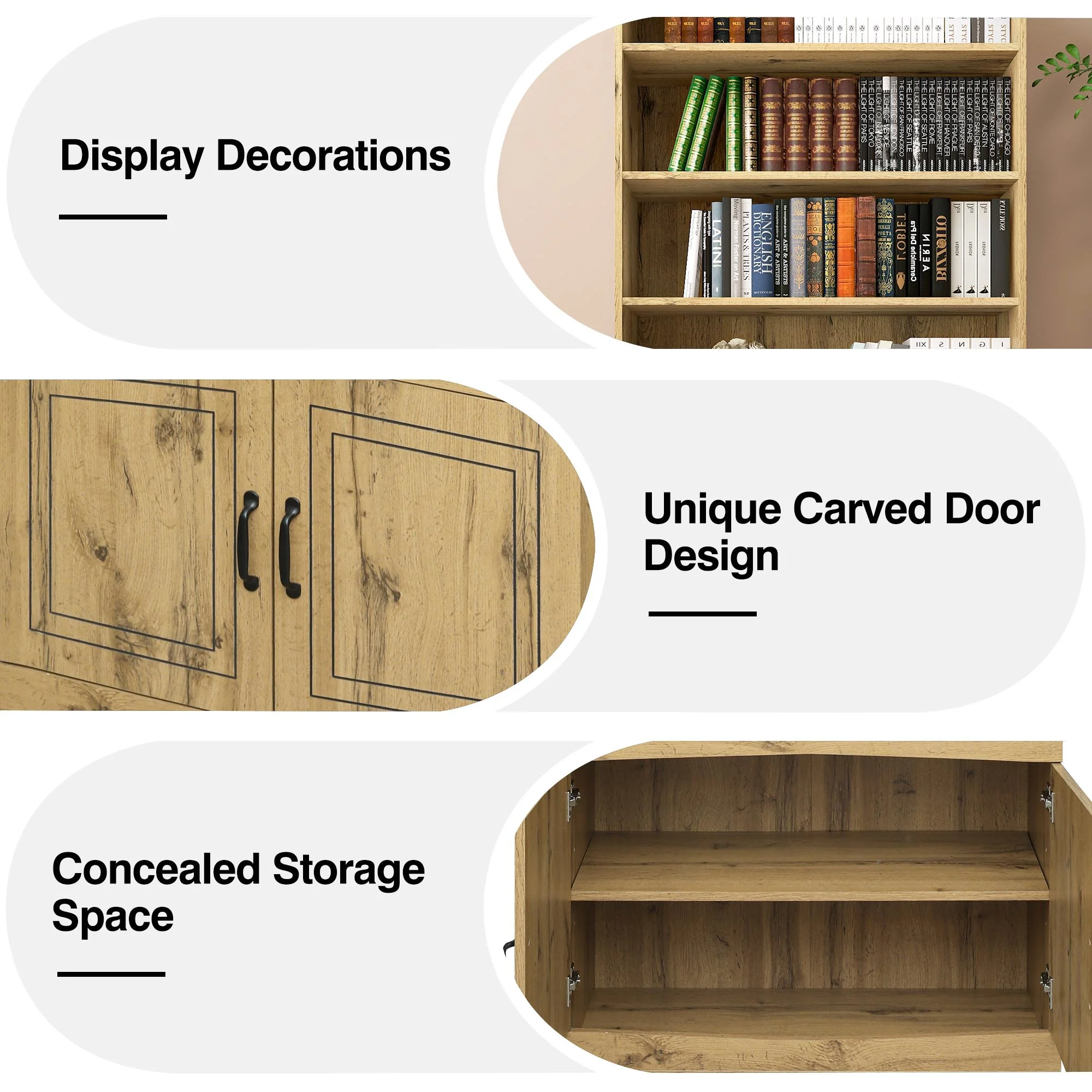 72" Kitchen Pantry Cabinet, Tall Storage Cabinet, Pantry Cupboard with Doors and Adjustable Shelves, Modern Utility Pantry Cabinet for Dining Room