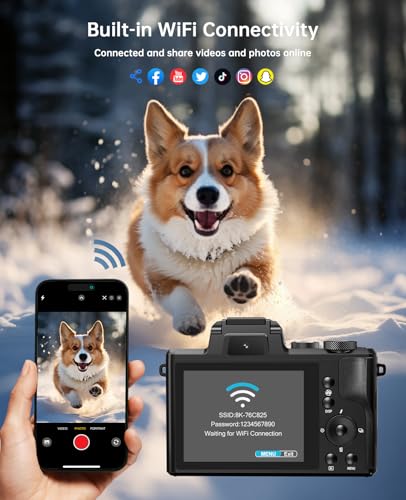 8K Digital Cameras for Photography - Autofocus 88MP WiFi Vlogging Camera for YouTube with Dual-Lens - 16X Digital Zoom Vlog Camera with Lens Hood