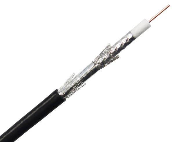 RG6 CATV Direct Burial Quad Shielded Coaxial Cable, 18 AWG CCS, 60% Al Braid + Foil / 40% Al Braid + Foil