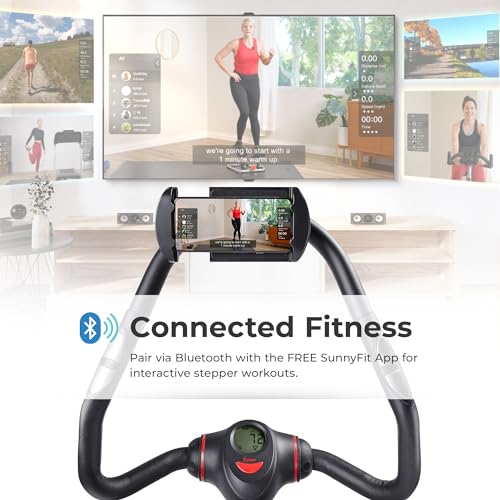 Sunny Health & Fitness 2-in-1 Premium Power Stepper with Resistance Bands, Low-Impact Cardio, Space-Saving, Height-Adjustable