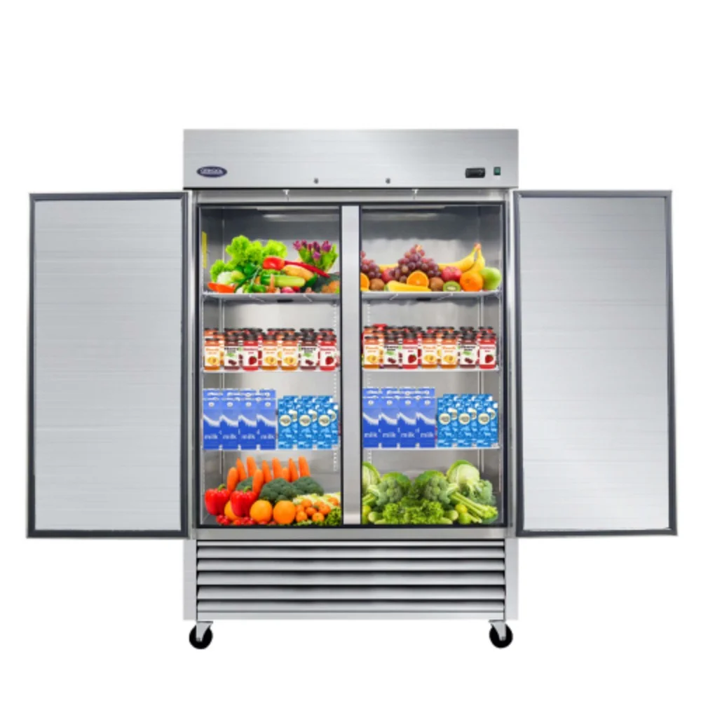ORIKOOL 54" Commercial Refrigerator 49 Cu.ft with 2 Solid Door Reach-In Refrigerators Stainless Steel ETL Approved Upright Fridge Storage  Silver +