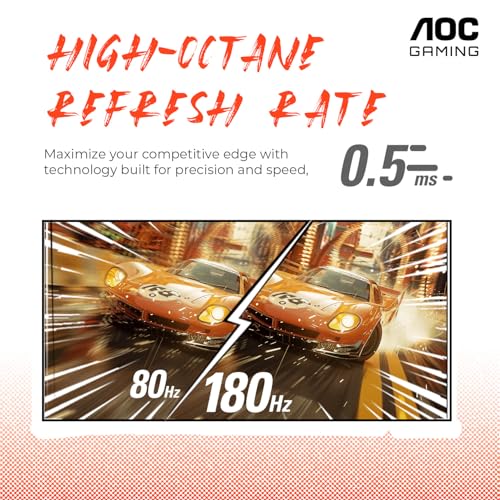 AOC C27G2Z 27" Curved Frameless Ultra-Fast Gaming Monitor, FHD 1080p, 0.5ms 240Hz, FreeSync, 2x HDMI 2.0, 1x Display Port, Height Adjustable