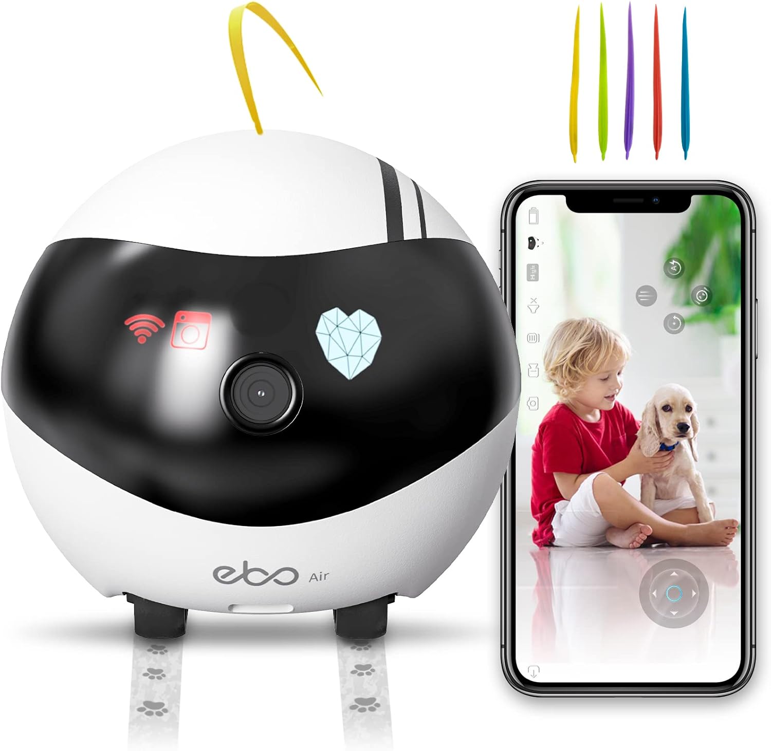 Enabot Security Monitor Home Robot Pet Camera, 2 Way Audio AI Tracking Monitors with E-Pet