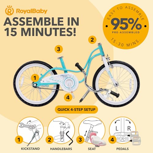 Royalbaby Princess Girls Kids Bike 12 14 16 18 20 Inch Children Bicycle with Basket for Age 3-12 Years