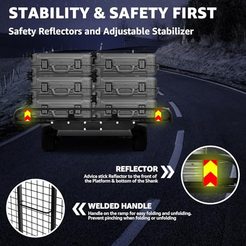 800 Lbs Hitch Cargo Carrier with Ramp, 50 X 28.3 X 5 in Trailer Hitch Cargo Carrier, Hitch Mount Cargo Carrier for SUV, Pickup, Sedan