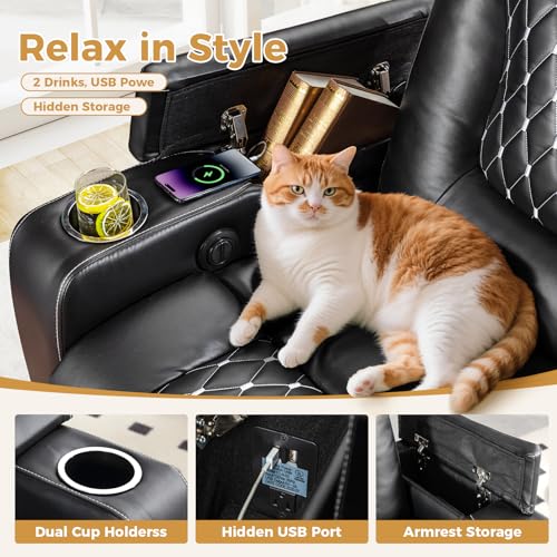 ANJ Power Recliner Chair with USB Ports and Cup Holders