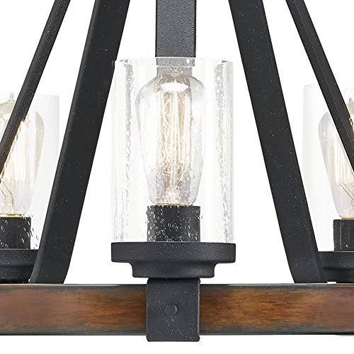 Kichler Barrington 5-Light Distressed Black and Wood Tone Rustic Clear Glass Candle Chandelier