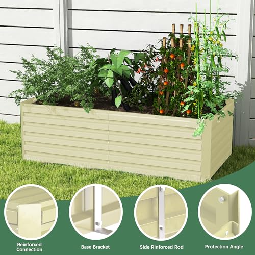 FOOWIN 2pcs 8x4x2ft Galvanized Raised Garden Bed, Planter Raised Garden Boxes Outdoor, Large Metal Raised Beds for Gardening