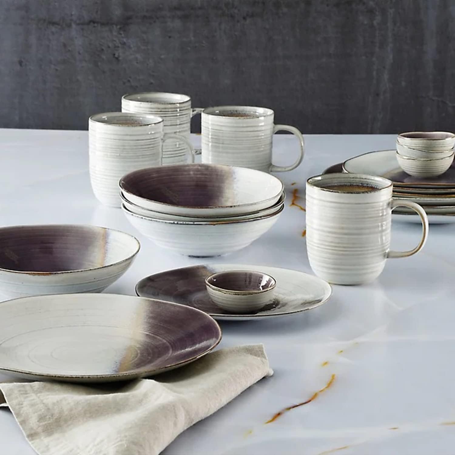 Laurie Gates Aubergine Blush 20-Piece Dinnerware Set