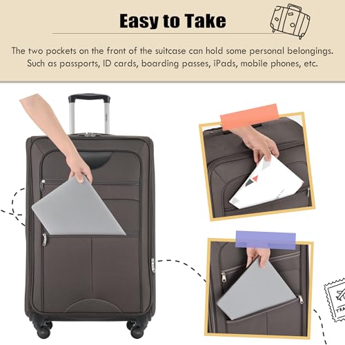 Merax Suitcase Set Softside 3-Piece Expandable Luggage with TSA Lock Spinner Wheels Lightweight Upright Luggage with Travel Bag(22/26/30 IN