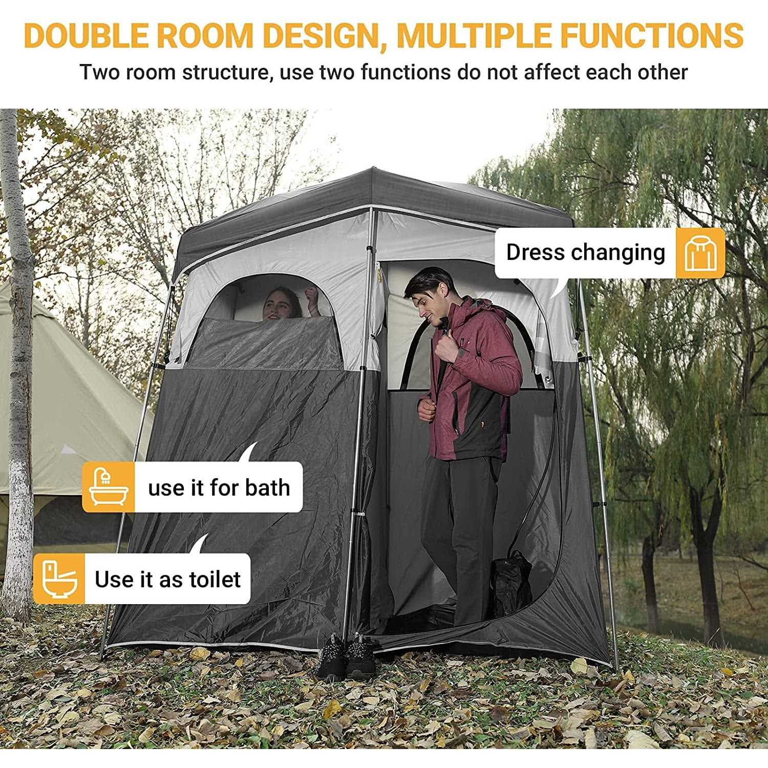 KingCamp Camping Shower Tent, Portable Privacy 2 Room - Sports Supplies Online Store