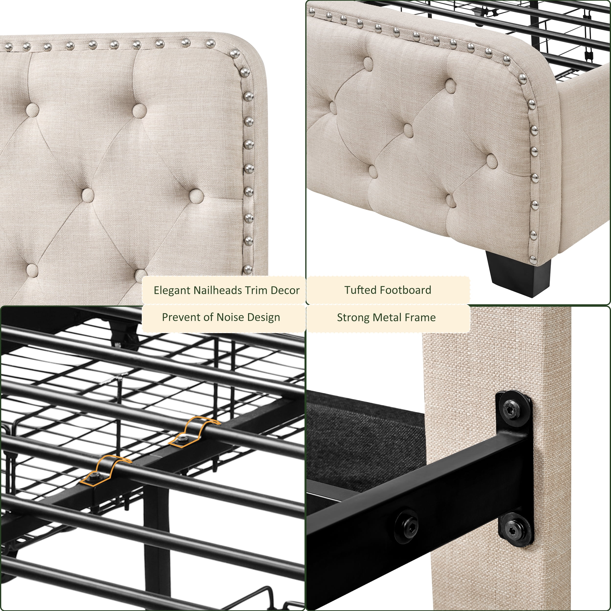 TrumanPick Full Size Storage Bed Frame with 4 Drawers and Adjustable Headboard, Adult, Beige