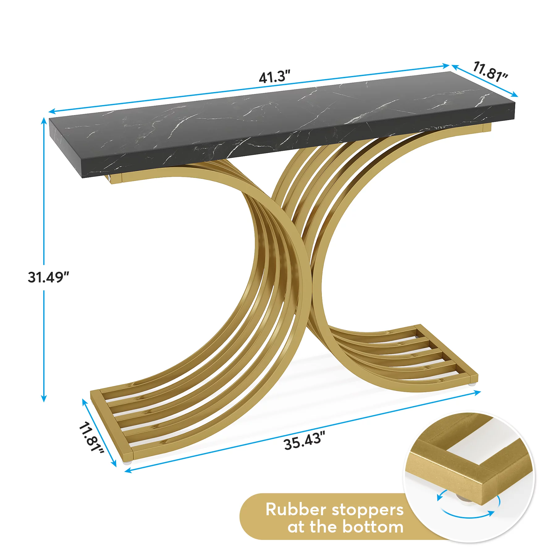 Tribesigns Gold Entryway Console Table with Led Light, Modern Foyer Entry Tables
