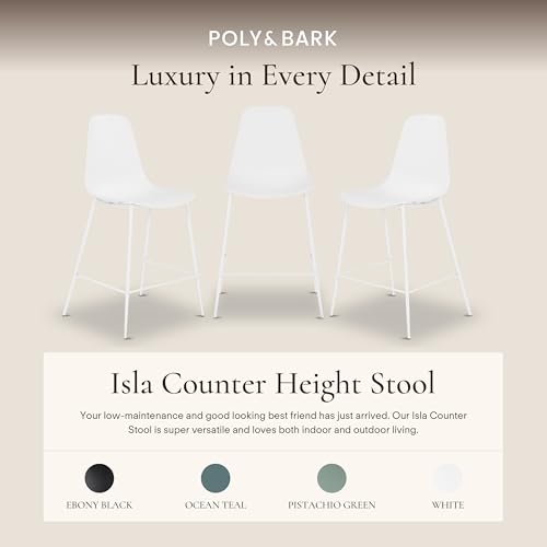 POLY & BARK Isla Modern Kitchen Chairs Set of 4 - Plastic Dining Chair with Metal Legs