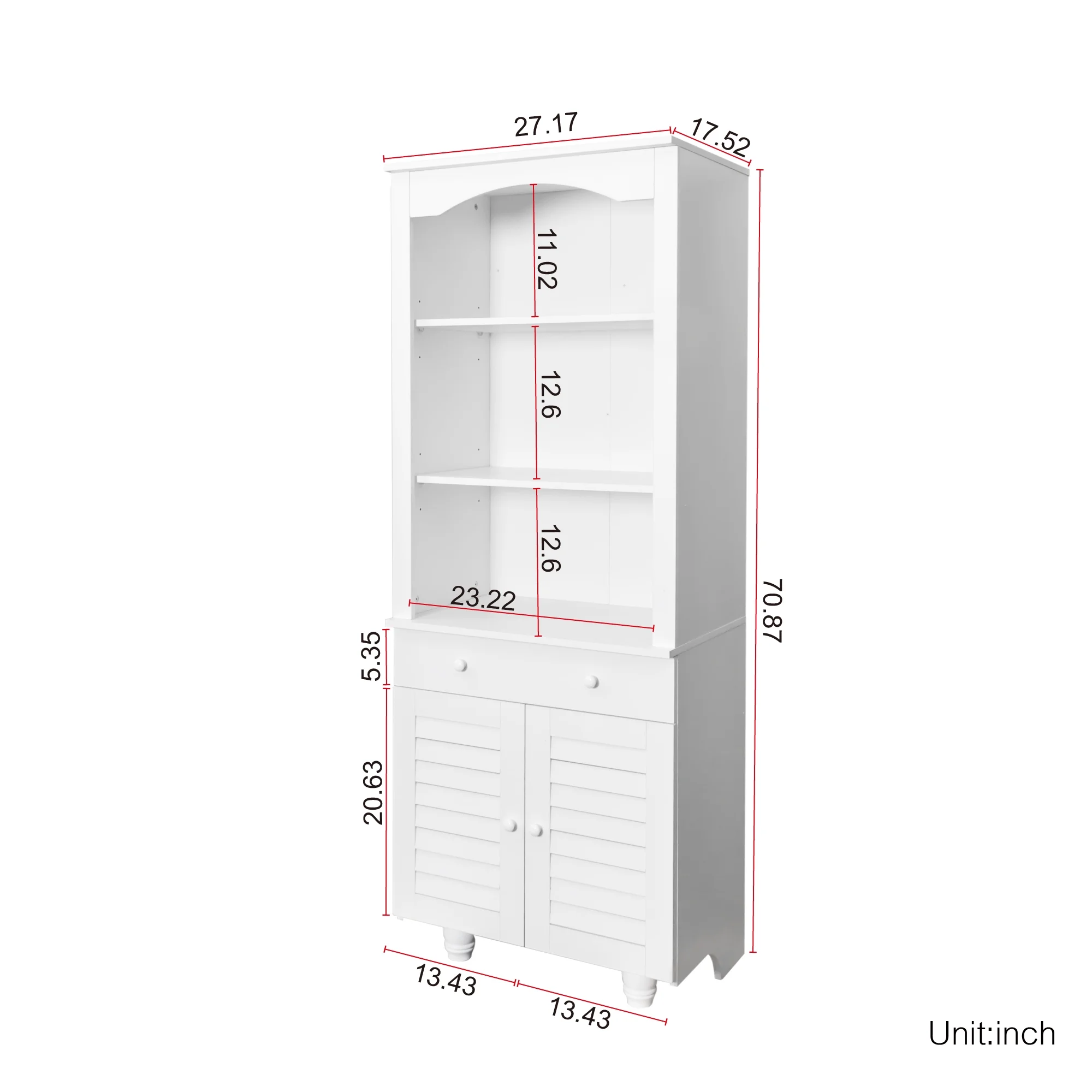 Royard Oaktree Tall Storage Cabinet Freestanding Kitchen Pantry Cabinets with Hutch