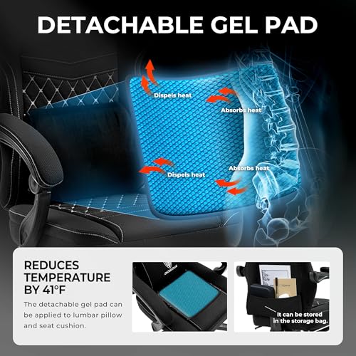 Dowinx Gaming Chair Breathable Fabric Computer Chair with Pocket Spring Cushion, Comfortable Office Chair with Gel Pad and Storage Bag