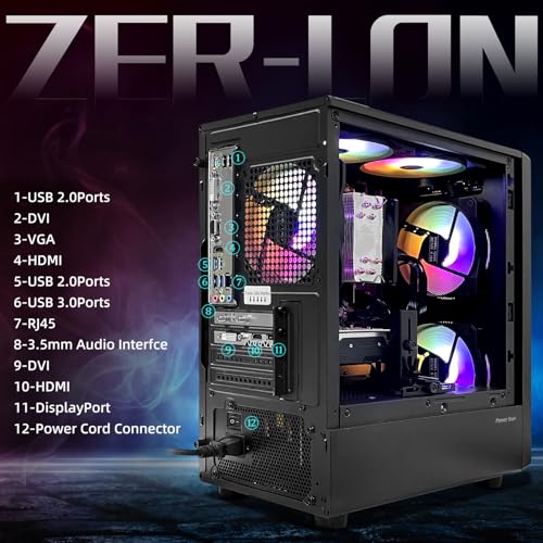 Gaming PC Desktop Computer, AMD Ryzen 5 5500 up to 4.2GHz, Radeon RX 550 4GB, 16G DDR4 RAM, 1TB NVME SSD, WiFi 5.0