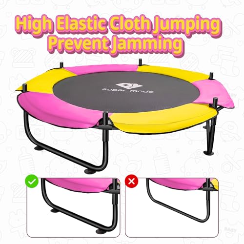 Trampoline for Kids, 5FT Adjustable for Toddler, Indoor/Outdoor Baby Trampoline with Enclosure Net, No-Gap Safe Design, Gifts for Boys & Girls