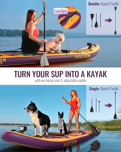 Inflatable Stand Up Paddle Board 12' with Kayak Seat & Dual Paddles &ndash