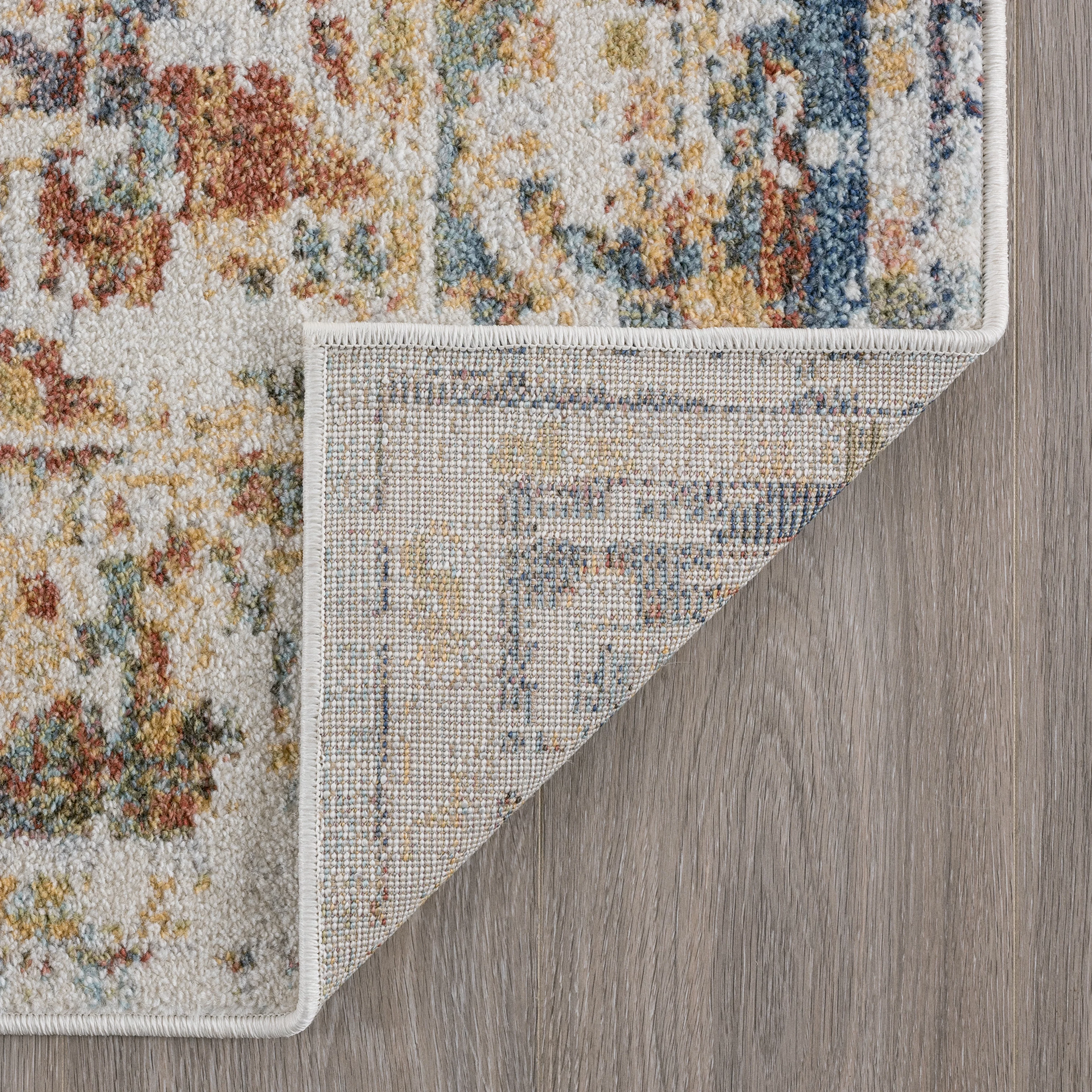 Traditional 5x7 Area Rug (5'3'' x 7'3'') Oriental Navy, Cream Living Room Easy to Clean