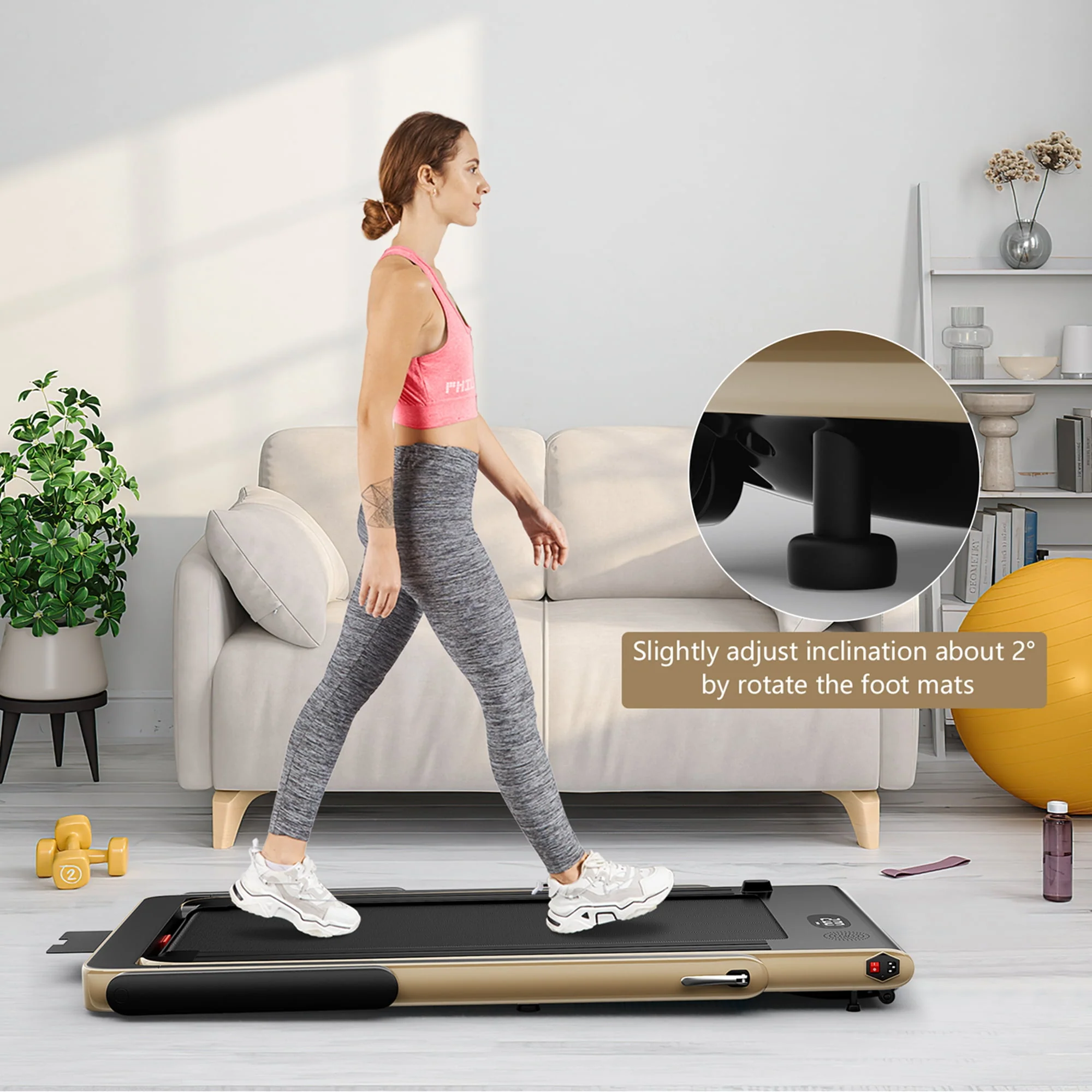 SuperFit Up To 7.5MPH 2.25HP 2 in 1 Single Display Screen Folding Treadmill W/ APP Control Speaker Remote Control Blue