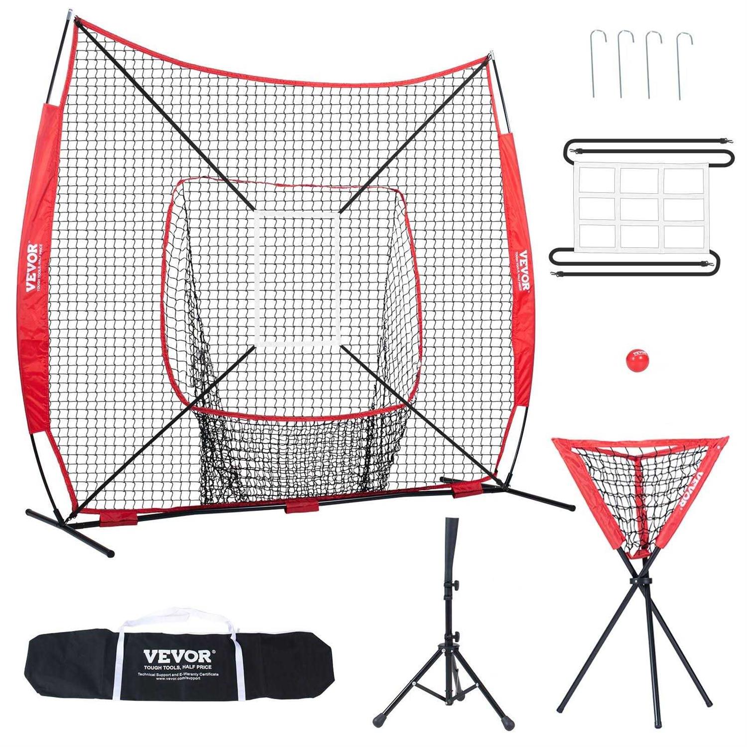 VEVOR 7 x 7 ft. Baseball Portable Softball Practice Net for Hitting Catching Pitching - Sports Supplies Online Store