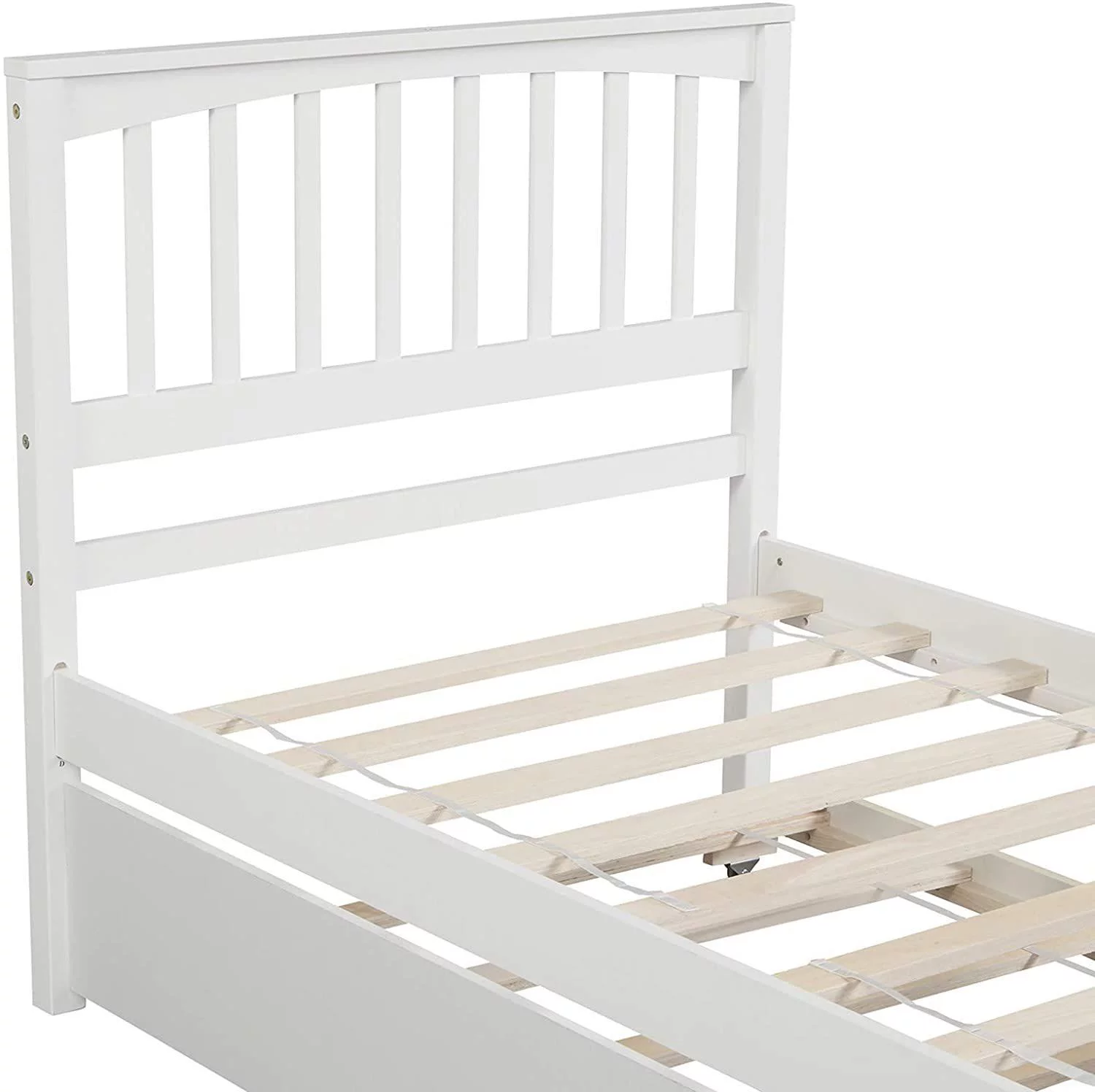 Wood Daybed with a Trundle Daybed Twin Size, Standard Twin Bed Frame, No Box Spring Required (White Daybed with Trundle)