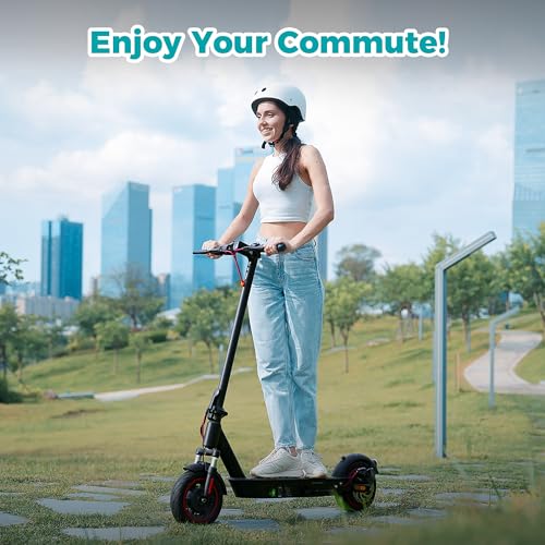 Electric Scooter for Adults, 800 Powerful Motor, 10 Inch Tires, 25/28 MPH Top Speed, 30/32 Miles Long Range, Dual Disc Brakes & Shock Absorber