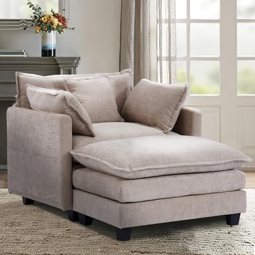 SweetGO corporation 40" Chenille Lounge Chair for Reading, Modern Couch Cozy Sofa Bed