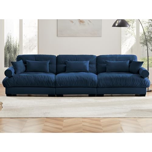 130" Modular Sectional Sofa,Velvet Upholstered Couches for Living Room,3 Seater Green Sofa Couch with Movable Ottoman