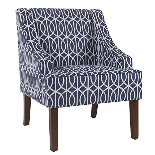 HomePop Velvet Swoop Arm Accent Chair, Suri Blue