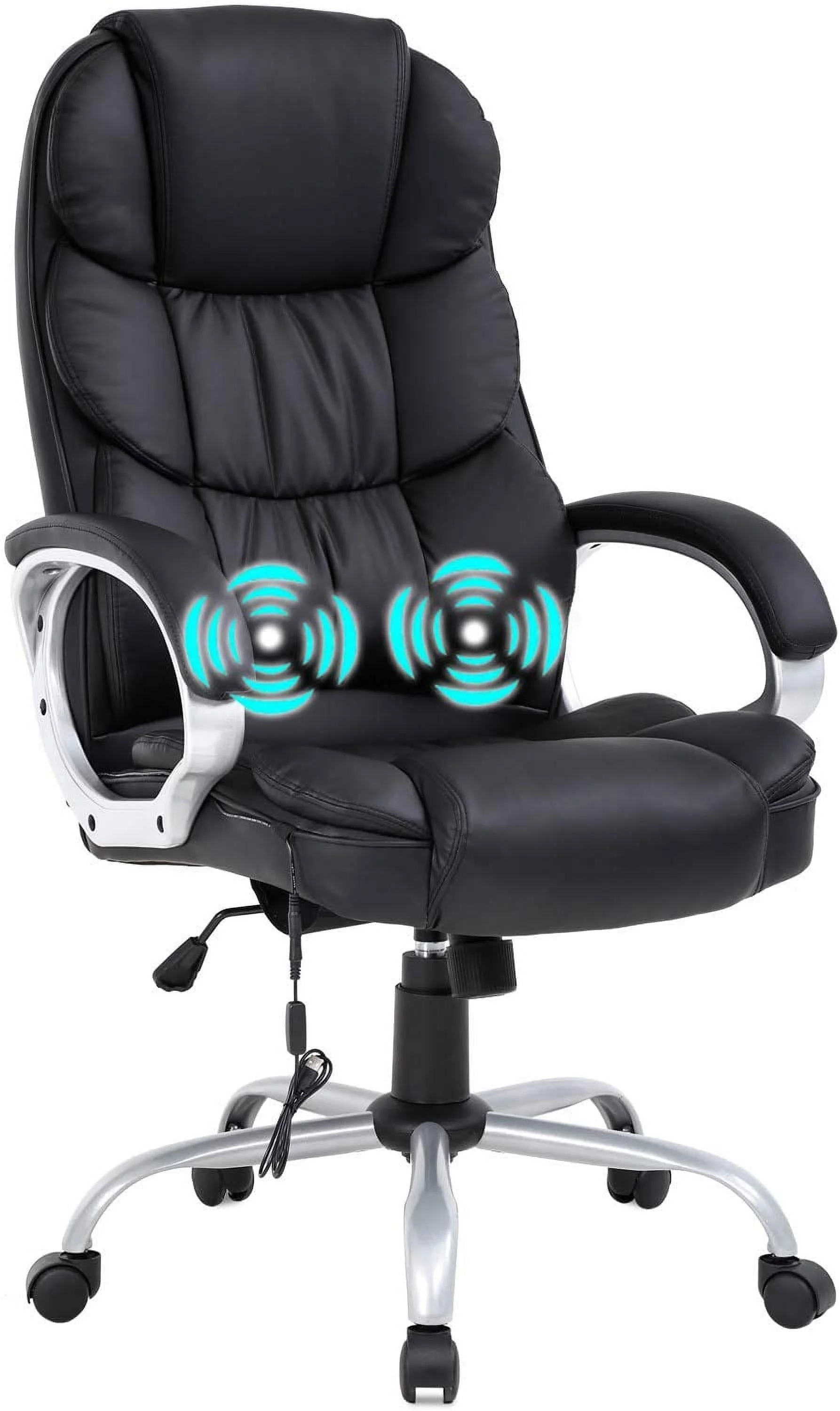 BestOffice Office Chair Massage Desk Chair Ergonomic Computer Chair with Lumbar Support Headrest Armrest High Back Task Chair Rolling Swivel PU