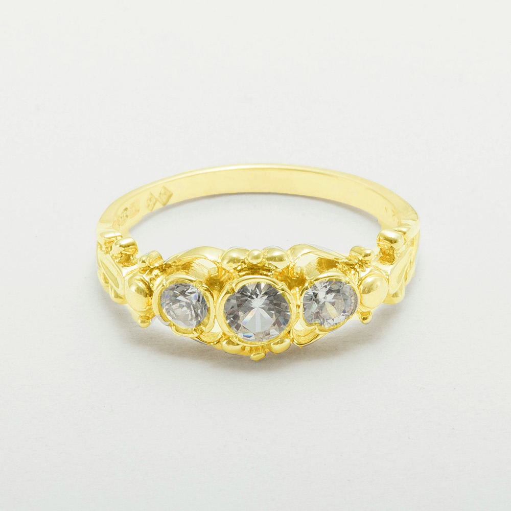 LBG British Made 9k Yellow Gold Cubic Zirconia Womens Anniversary Ring - 33 size options - Size 10